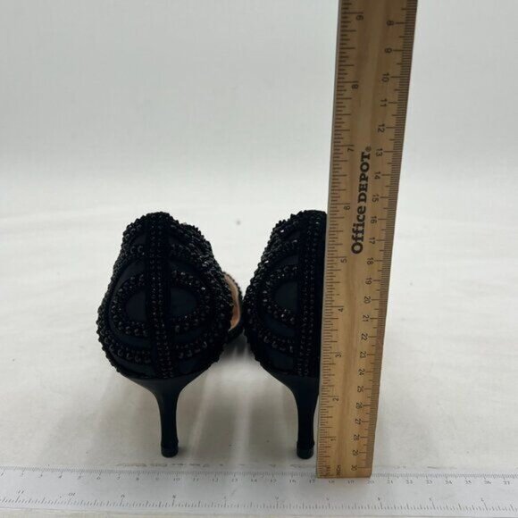 XYD Women's Pumps, Elegant Pointed Toe, D'Orsay Kitten Low Heels, Rhinestone - Picture 5 of 8